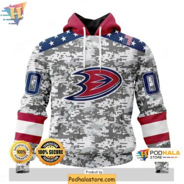 Anaheim Ducks 3D Hoodie Custom Camo Design for Fans and Veterans Day - Podhalastore