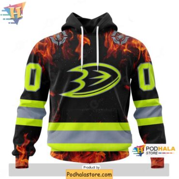 Anaheim Ducks 3D Hoodie Firefighter Tribute Personalized NHL Merch - Podhalastore
