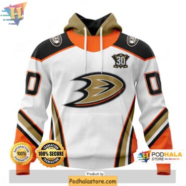 Anaheim Ducks 3D Hoodie, Personalized NHL Apparel With 30th Anniversary Logo - Podhalastore