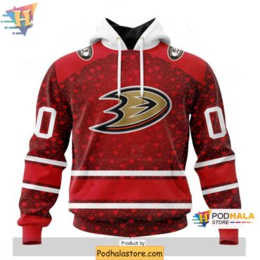 Anaheim Ducks 3D Hoodie Valentines Day Edition NHL Anaheim Ducks Apparel - Podhalastore