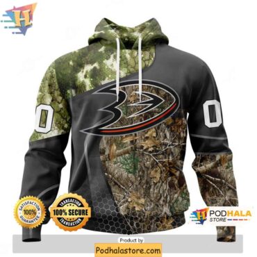 Anaheim Ducks 3D Hoodie with Personalized Hunting Camo Design - Podhalastore