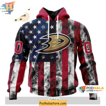 Anaheim Ducks American Flag 3D Hoodie Customizable Independence Design - Podhalastore
