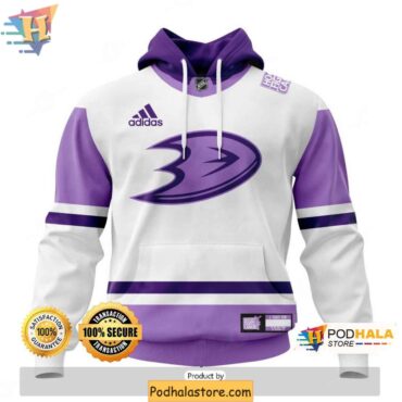 Anaheim Ducks Personalized 3D Hoodie, Hockey Fights Cancer NHL Merch - Podhalastore