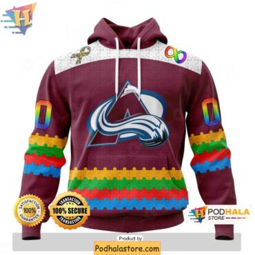 Colorado Avalanche 3D Hoodie, Personalized NHL Autism Awareness Design - Podhalastore