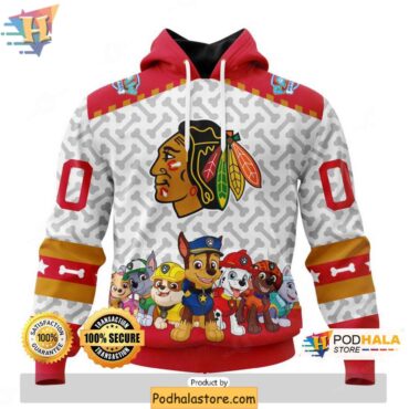 Custom Chicago Blackhawks Hoodie with Unique Paw Patrol Inspired 3D Design - Podhalastore