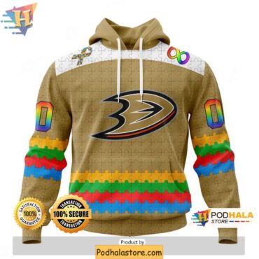 Custom NHL Anaheim Ducks Hoodie 3D, Celebrate Autism Awareness in Style - Podhalastore