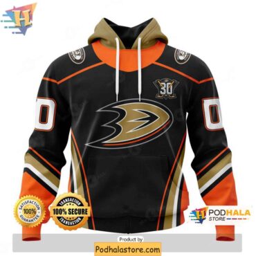 Customizable NHL 30th Anniversary Anaheim Ducks Hoodie 3D, NHL Apparel - Podhalastore