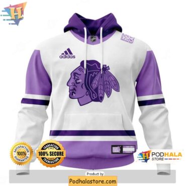 Hockey Fights Cancer Chicago Blackhawks 3D Hoodie, Custom NHL Clothing - Podhalastore