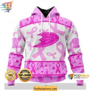 Personalized Anaheim Ducks 3D Hoodie Breast Cancer Awareness Month Apparel - Podhalastore
