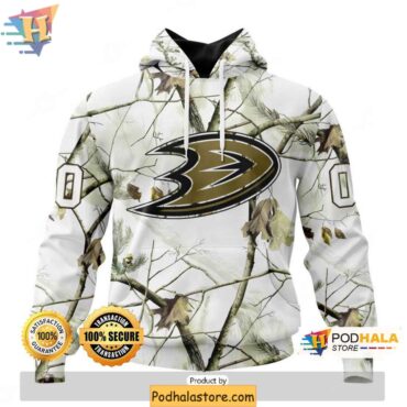 Personalized Anaheim Ducks 3D Hoodie, NHL Winter Hunting Camo Sweatshirt - Podhalastore