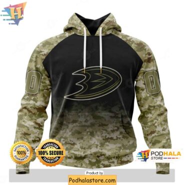 Personalized Anaheim Ducks Camo Design 3D Hoodie Veterans Day Gift - Podhalastore