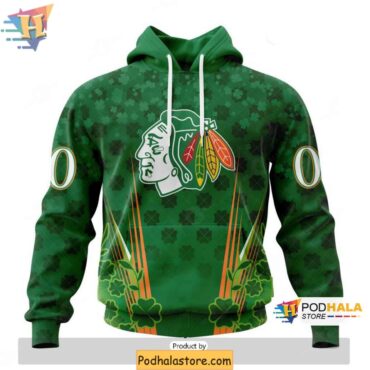 Personalized Chicago Blackhawks 3D Hoodie, St Patricks Day NHL Fan Clothing - Podhalastore