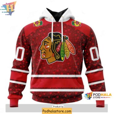 Personalized Chicago Blackhawks 3D Hoodie for Valentines Day Fans - Podhalastore
